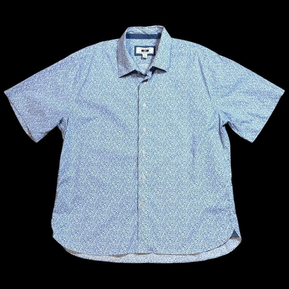 Joseph Abboud Camp Shirt Mens Navy White Floral Button Up Preppy Classic Sz XXL